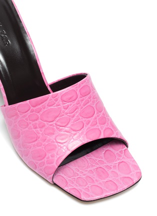 Detail View - Click To Enlarge - BY FAR - 'Liliana' Sculpted Heel Square Toe Croc Embossed Leather Sandals