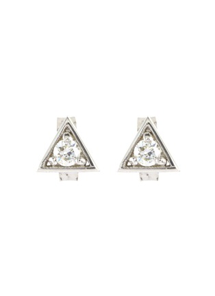 Main View - Click To Enlarge - SARAH & SEBASTIAN - 'Deco' diamond triangle 10k white gold earrings