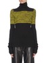 Main View - Click To Enlarge - PETAR PETROV - NIKA' Colourblock Silk Panel Turtleneck Merino Wool Rib Knit Sweater