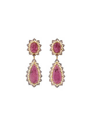 Main View - Click To Enlarge - BUCCELLATI - Diamond carved tourmaline sapphire 18k rose gold earrings