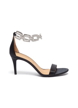 Main View - Click To Enlarge - STELLA LUNA - 'Stella Chain' Embellished Anklet Satin Heeled Sandals