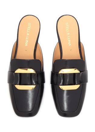 Detail View - Click To Enlarge - STELLA LUNA - Metal Plate Close Toe Leather Slides
