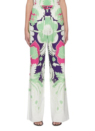 Main View - Click To Enlarge - VALENTINO GARAVANI - Graphic floral print cotton drawstring pants