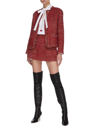 Figure View - Click To Enlarge - VALENTINO GARAVANI - Stud Button Virgin Wool Blend Tweed Mini Skirt