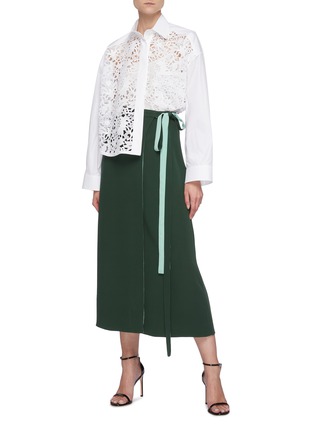 Figure View - Click To Enlarge - VALENTINO GARAVANI - Side tie silk midi skirt