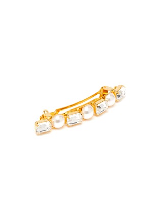 Detail View - Click To Enlarge - LELET NY - Lily' 14k antique gold plated pearl Swarovski crystal French barrette