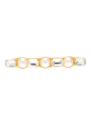 Main View - Click To Enlarge - LELET NY - Lily' 14k antique gold plated pearl Swarovski crystal French barrette