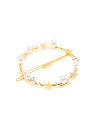 Detail View - Click To Enlarge - LELET NY - Galactic' 14k antique gold plated pearl Swarovski crystal ring barrette