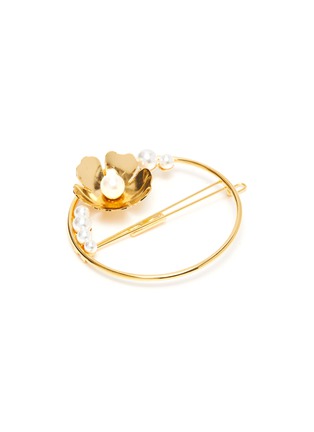 Detail View - Click To Enlarge - LELET NY - 14k antique gold plated pearl flora ring barrette