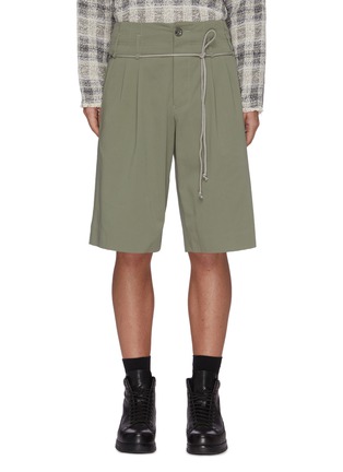 Main View - Click To Enlarge - SONG FOR THE MUTE - Low Belt Loop Front Pleat Gabardine Shorts