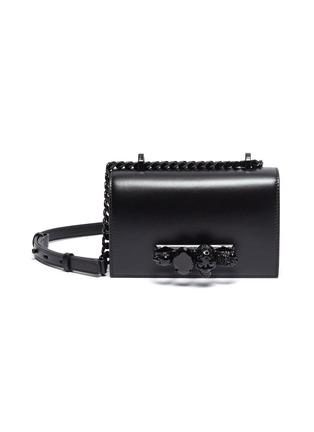 Main View - Click To Enlarge - ALEXANDER MCQUEEN - Crystal Skull Knuckle Leather Satchel