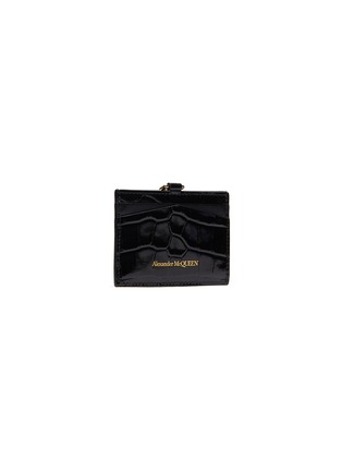 Figure View - Click To Enlarge - ALEXANDER MCQUEEN - Skull croc-embossed leather card holder