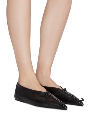 Figure View - Click To Enlarge - JIL SANDER - Whipstitch Detail Point Toe Ballet Flats