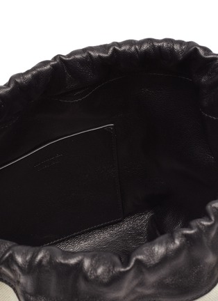 Detail View - Click To Enlarge - JIL SANDER - Leather panel drawstring canvas bag
