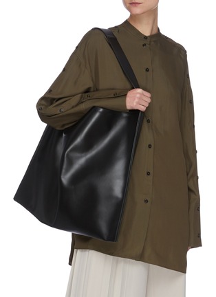 Figure View - Click To Enlarge - JIL SANDER - 'Border' leather hobo bag