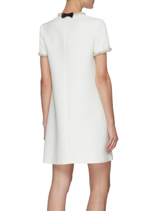 Back View - Click To Enlarge - MIU MIU - Crystal Pearl Trim Mini Dress