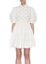 Main View - Click To Enlarge - MIU MIU - Embroidered flowers puff sleeve mini dress