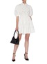 Figure View - Click To Enlarge - MIU MIU - Embroidered flowers puff sleeve mini dress