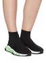 Figure View - Click To Enlarge - BALENCIAGA - Speed' graffiti sole knit sneakers