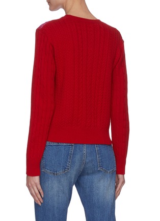 Back View - Click To Enlarge - STELLA MCCARTNEY - Lace trim cable-knit wool sweater