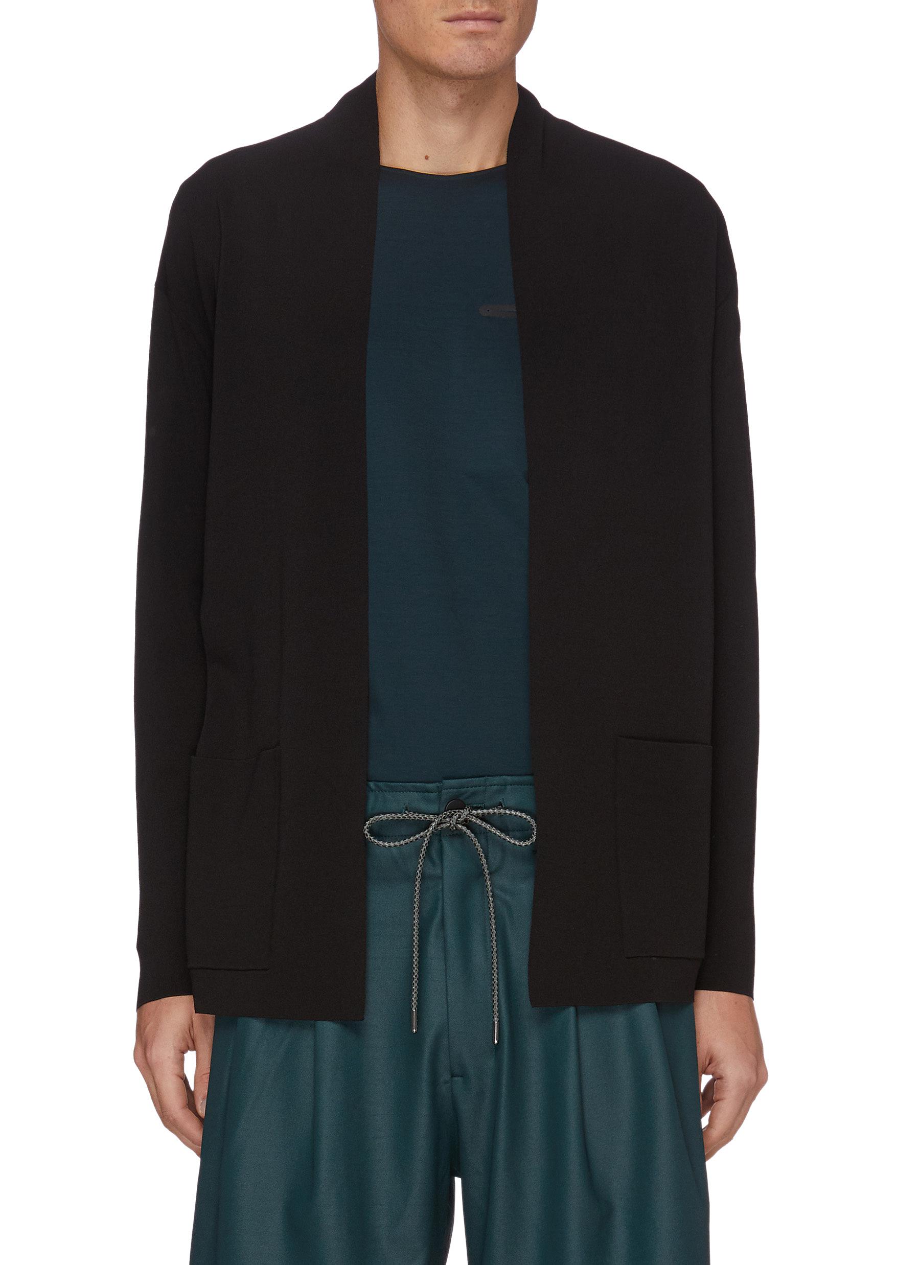 Click to view more detailed imagery on our partner's website Attachment Drop Shoulder Slim Fit Cardigan In Black