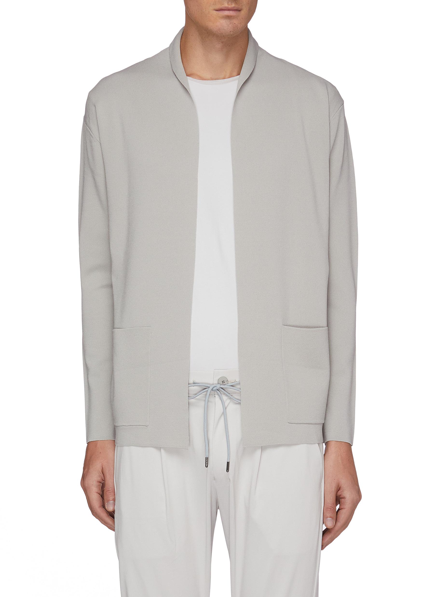 Click to view more detailed imagery on our partner's website Attachment Drop Shoulder Slim Fit Cardigan In Light Grey