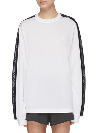 Main View - Click To Enlarge - ACNE STUDIOS - Face Patch Tape Trim Sleeve Cotton Sweatshirt