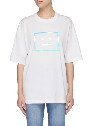 Main View - Click To Enlarge - ACNE STUDIOS - Iridescent Face Graphic Cotton T-shirt