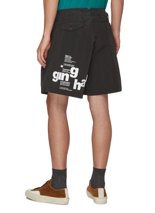 Back View - Click To Enlarge - KOLOR - Logo Print Front Pleat Gingham Shorts