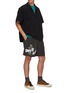 Figure View - Click To Enlarge - KOLOR - Logo Print Front Pleat Gingham Shorts