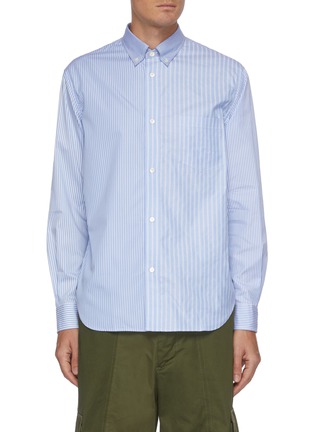 Main View - Click To Enlarge - COMME DES GARÇONS HOMME - Spread Collar Mixed Stripe Cotton Shirt