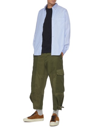 Figure View - Click To Enlarge - COMME DES GARÇONS HOMME - Spread Collar Mixed Stripe Cotton Shirt