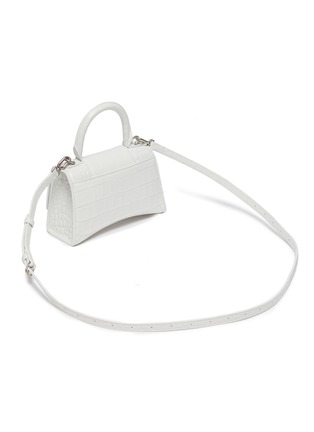 Detail View - Click To Enlarge - BALENCIAGA - 'HOURGLASS XS' CROC EMBOSSED LEATHER SHOULDER BAG