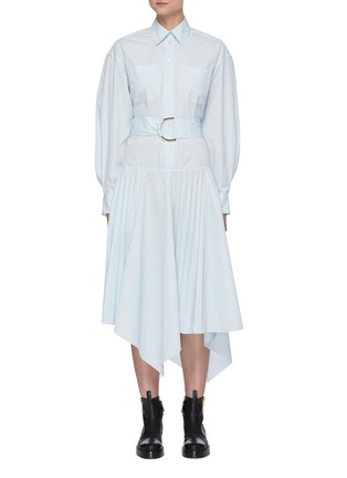 Main View - Click To Enlarge - JW ANDERSON - Pleated asymmetric skirt D ring belt shirt dress
