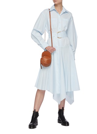 Figure View - Click To Enlarge - JW ANDERSON - Pleated asymmetric skirt D ring belt shirt dress