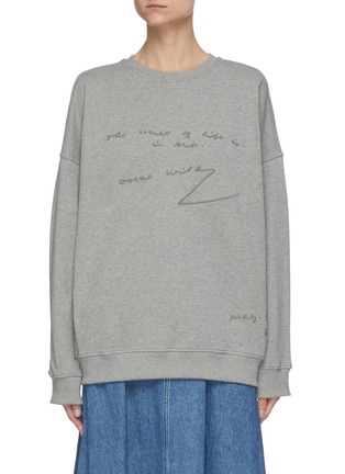 Main View - Click To Enlarge - JW ANDERSON - Quote embroidered oversized raglan sweatshirt