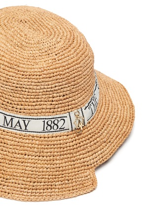 Detail View - Click To Enlarge - JW ANDERSON - Oscar Wilde intarsia band raffia bucket hat
