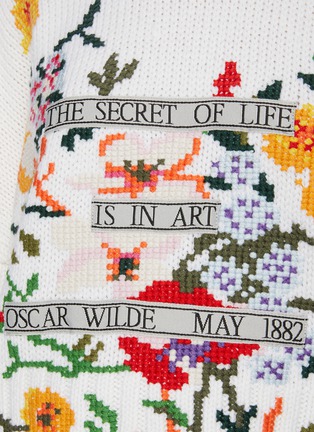  - JW ANDERSON - Oscar Wilde Quote Floral Motif Crop Merino Wool Sweater