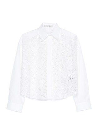 Main View - Click To Enlarge - VALENTINO GARAVANI - Lace front poplin blouse