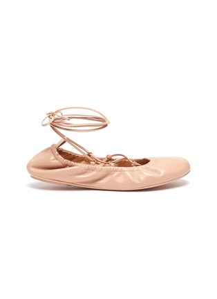 Main View - Click To Enlarge - GIANVITO ROSSI - Tie up round-toe leather ballerina flats