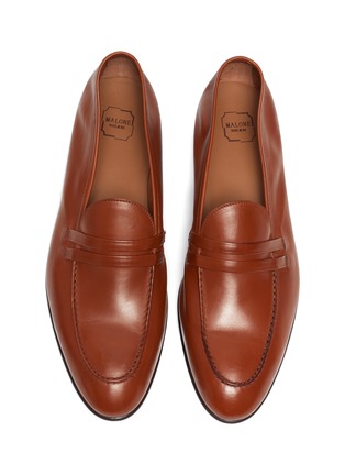 Detail View - Click To Enlarge - MALONE SOULIERS - 'LUCA' DOUBLE STRAP LEATHER PENNY LOAFERS