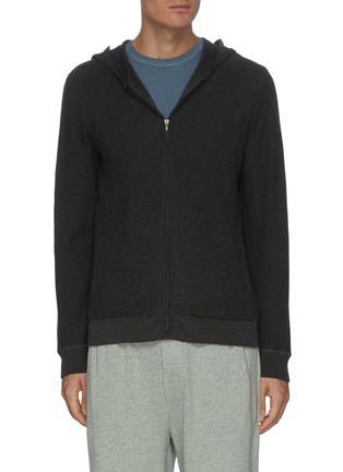 Main View - Click To Enlarge - JAMES PERSE - Zip Up Cotton Cashmere Blend Thermal Hoodie