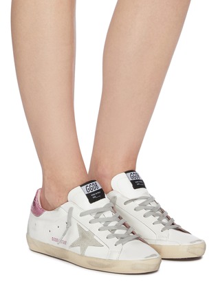 Figure View - Click To Enlarge - GOLDEN GOOSE - 'Super-Star' Laminated Heel Tab Distressed Leather Sneakers