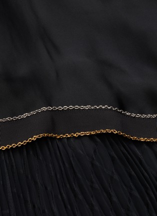 Detail View - Click To Enlarge - SACAI - Chain embellished satin poncho pleat sheer skirt dress