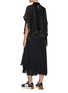Back View - Click To Enlarge - SACAI - Chain embellished satin poncho pleat sheer skirt dress