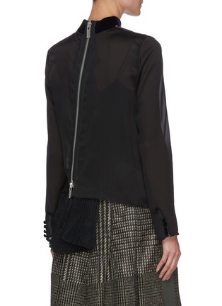 Back View - Click To Enlarge - SACAI - Necklace detail pleat sheer back asymmetric sheer top