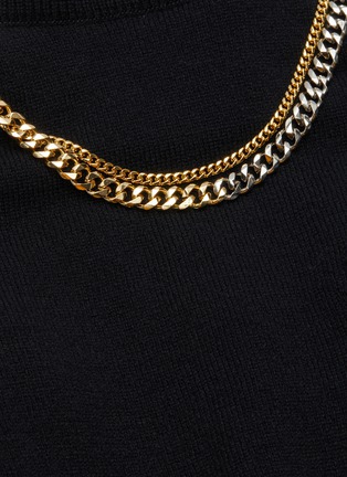  - SACAI - Necklace detail pleat sheer back wool turtleneck top