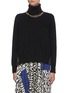 Main View - Click To Enlarge - SACAI - Necklace detail pleat sheer back wool turtleneck top