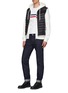 Figure View - Click To Enlarge - MONCLER - Logo Embossed Tricolour Stripe T-shirt