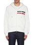 Main View - Click To Enlarge - MONCLER - Tri-colour logo embossed zip-up hoodie
